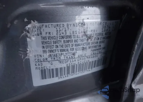 2018 Nissan Sentra Sv из США, поврежденный, VIN 3N1AB7AP1JY227467